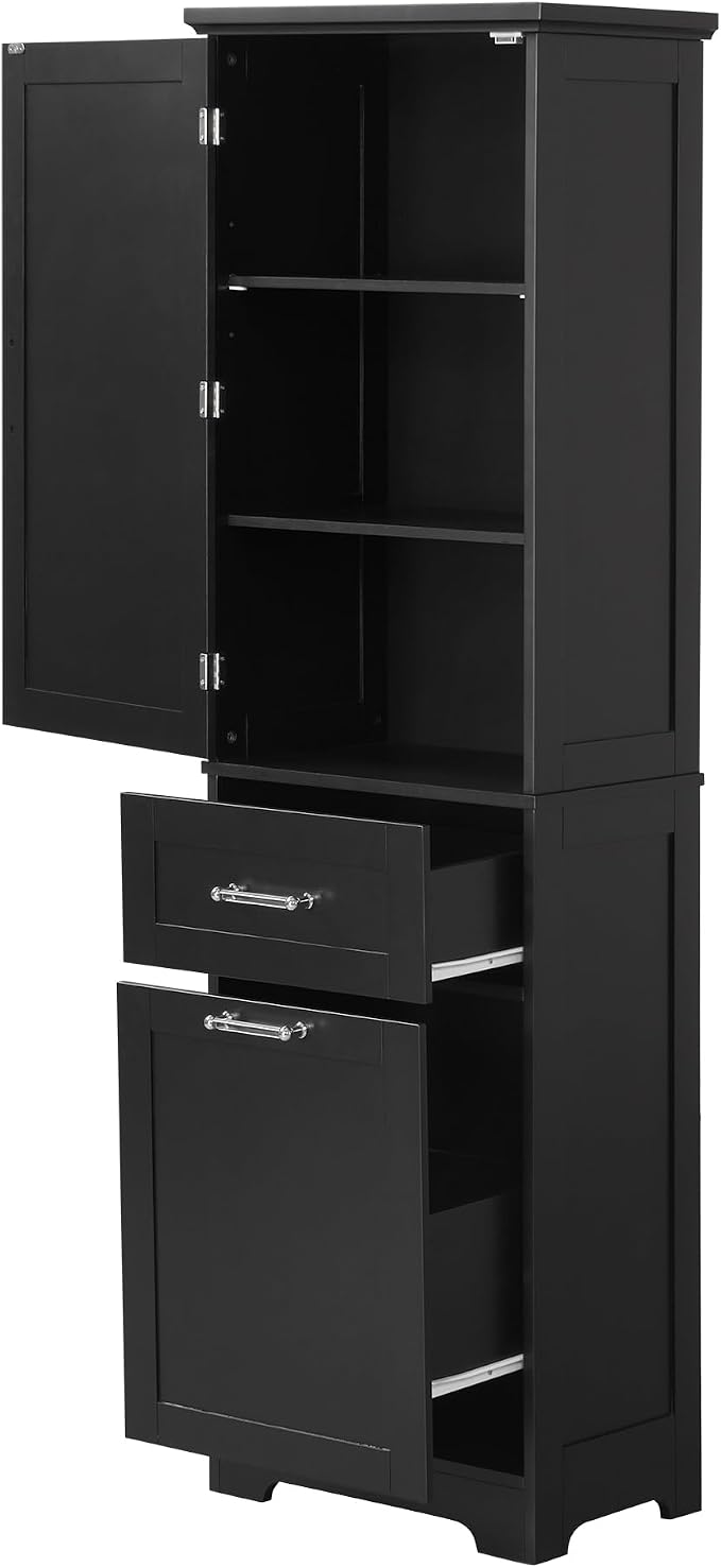 Tall Narrow Storage Cabinet, Freestanding Linen Cabinet - Image 7