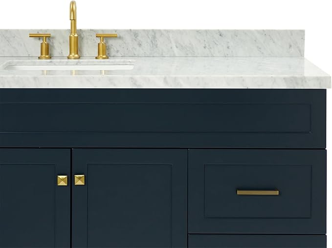 ARIEL Hamlet 67" Midnight Blue Bathroom Vanity, 1.5" Edge Italian Carrara - Image 3