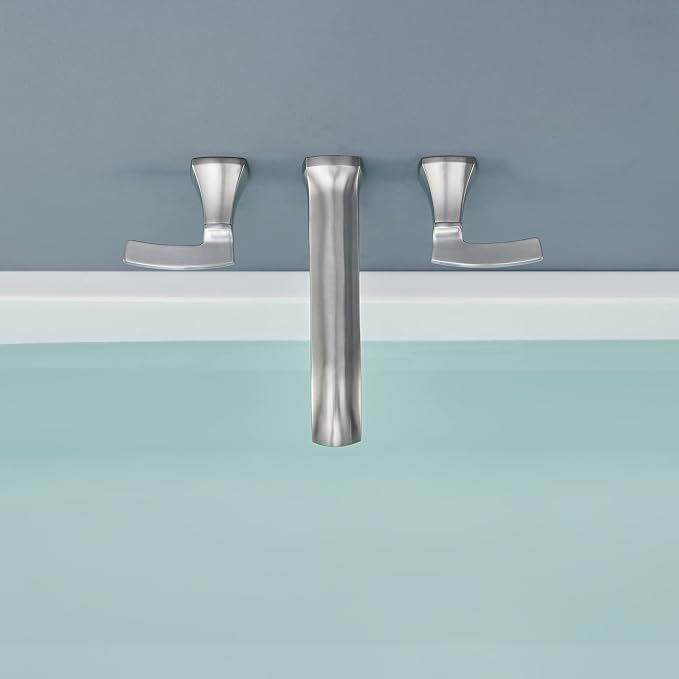 Wall Mount Tub Filler Roman Tub Faucet High Flow Long Spout Reach Brushed - Image 7
