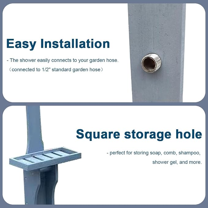 Outdoor Pool Shower Kit Portable Wood Outdoor Garden Pool Shower - Image 3