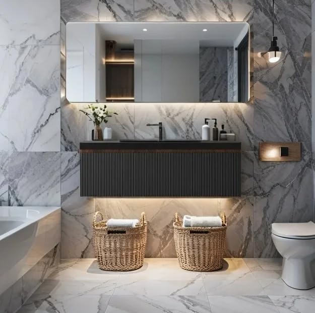 48" Floating Bathroom Vanity Sink Combo, Wall-Mounted Cabinet by VUMALL