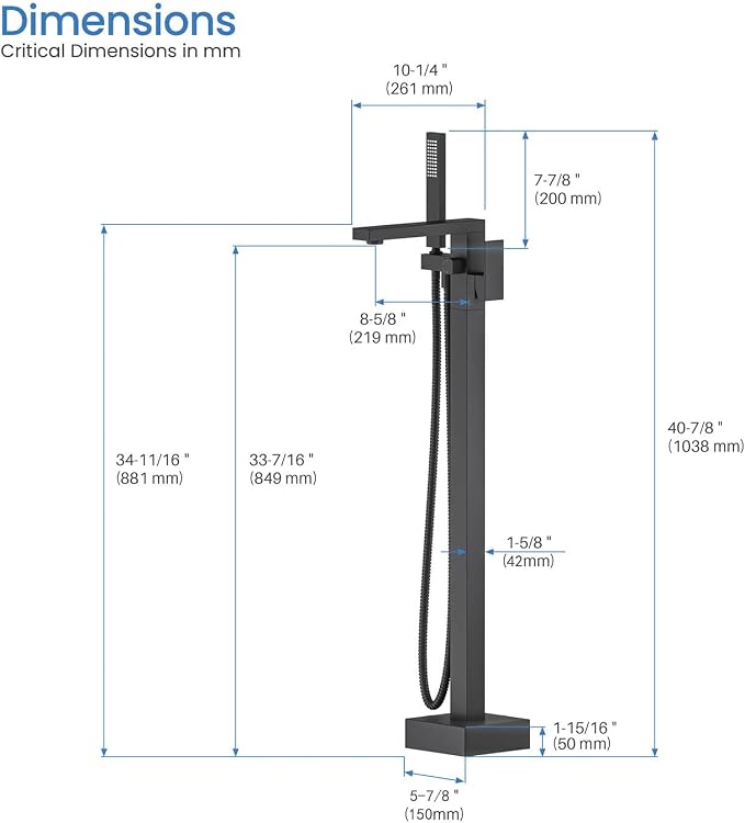 KIBI Cube Floor Mount Tub Filler - Image 9