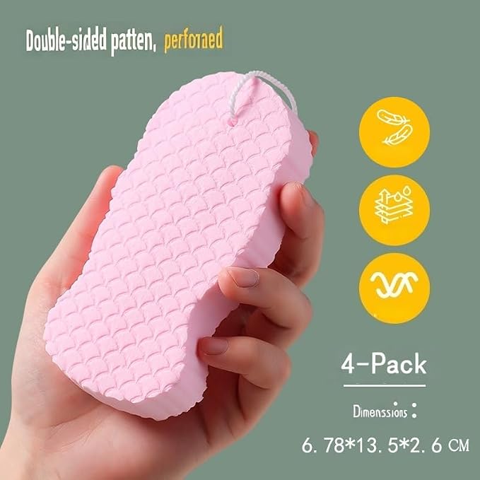 4Pcs, 3D Magic Exfoliating Bath Sponge, Magic Exfoliating Sponges - Image 3