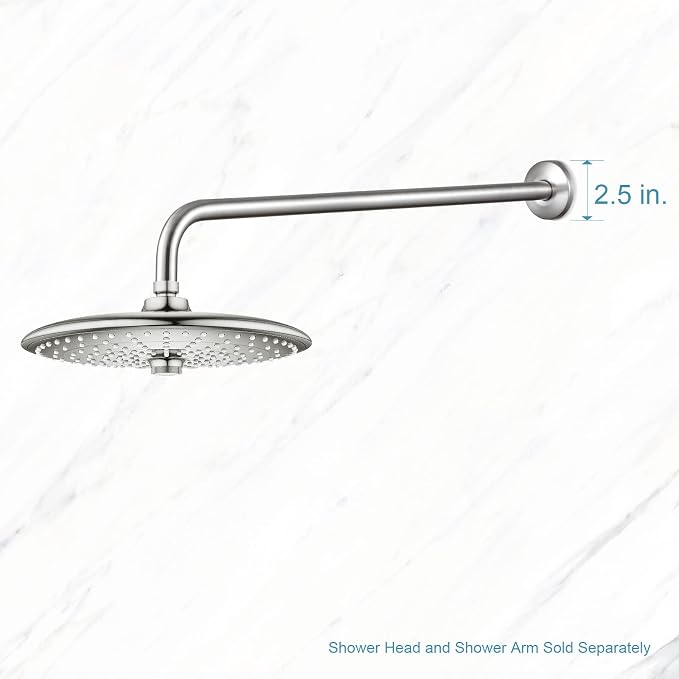 OFFO Shower Arm with Flange, 24 in Brushed Nickel Wall Mount Replacement Angle - Image 5
