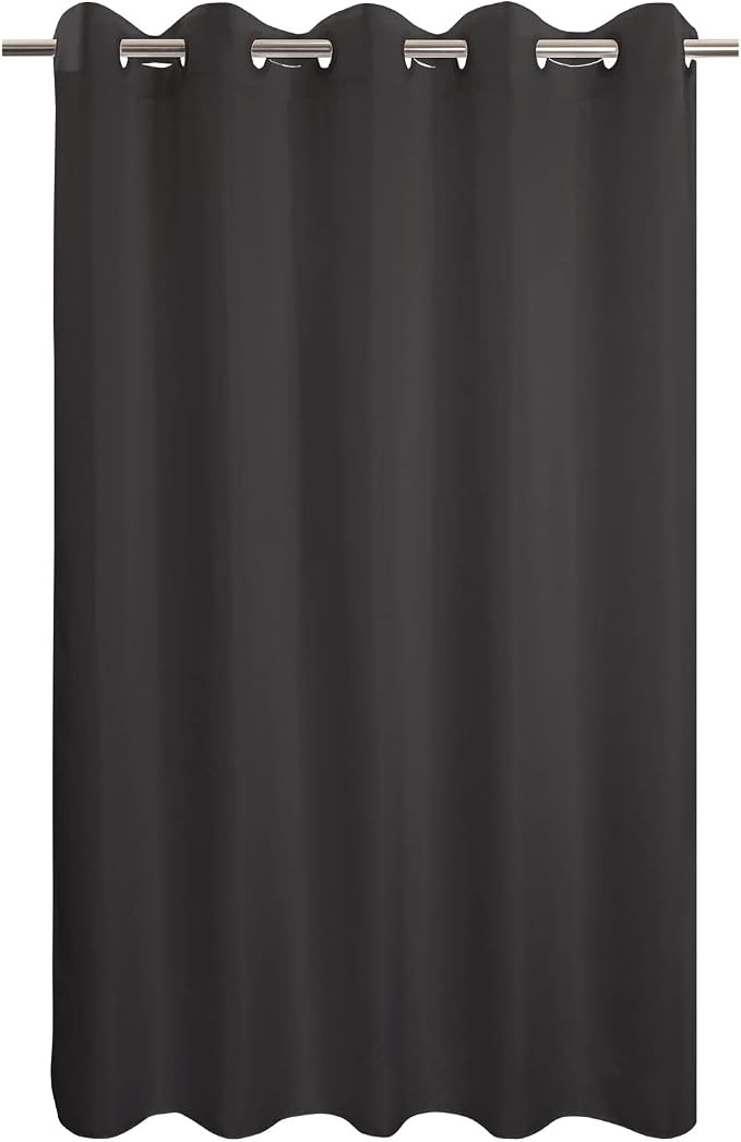 River Dream No Hook Hotel Cloth Black Shower Curtain Microfiber Waterproof by RiverDream
