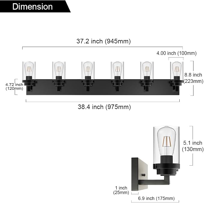 MELUCEE Black Vanity Lights - Image 6