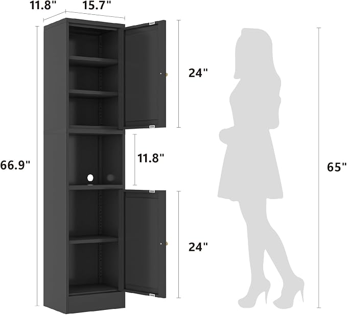 Metal Bathroom Storage Cabinet, Slim Metal Locker - Image 3
