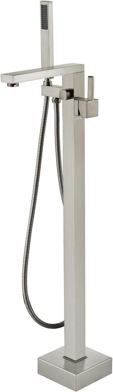 Freestanding Bathtub Faucet Tub Filler Brushed Nickel Floor Mount Bathroom by wowkksanitaryware