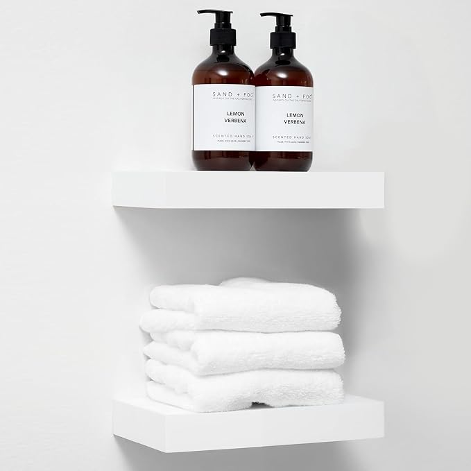 Homeforia White Floating Shelf 12 inch, High End Solid Real Wood Small 12inch by Homeforia