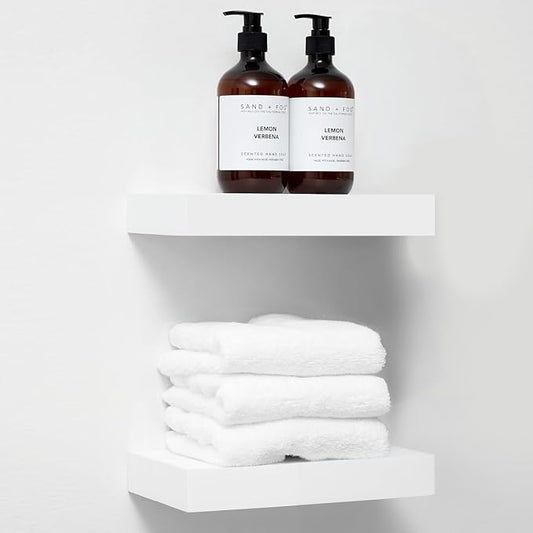 Homeforia White Floating Shelf 12 inch, High End Solid Real Wood Small 12inch by Homeforia