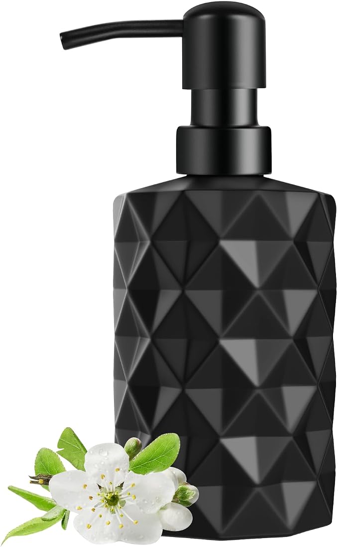 Glass Soap Dispenser with Plastic Pump, 330ml/11oz. Liquid Hand Soap Dispenser by YTDTKJ