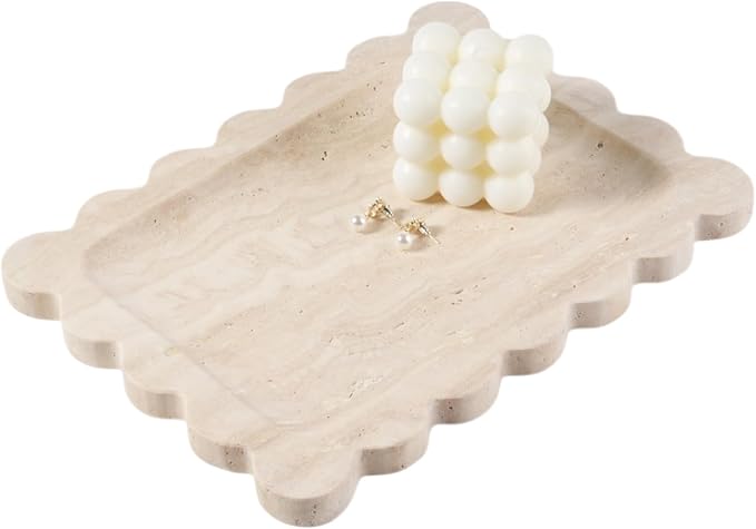 Koville Romano Travertine Vanity Tray, Stone Organizer Tray by Koville