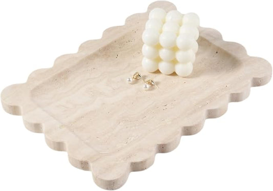 Koville Romano Travertine Vanity Tray, Stone Organizer Tray by Koville