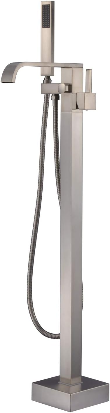 Freestanding Bathtub Faucet Tub Filler Brushed Nickel Floor Mount Faucets Brass by ArtiquaSanitaryWare