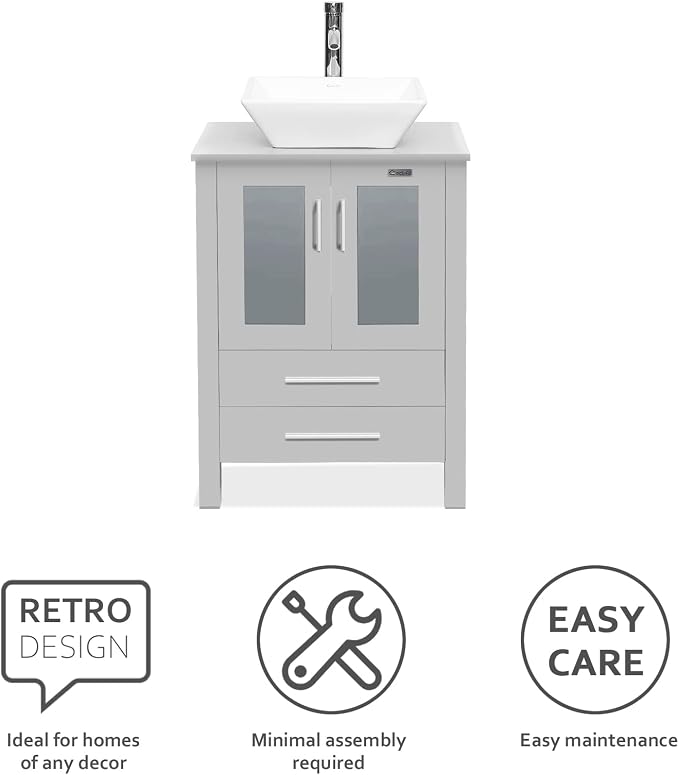 eclife 24" Modern Bathroom Vanity Sink Combo Freestanding Cabinet - Image 5