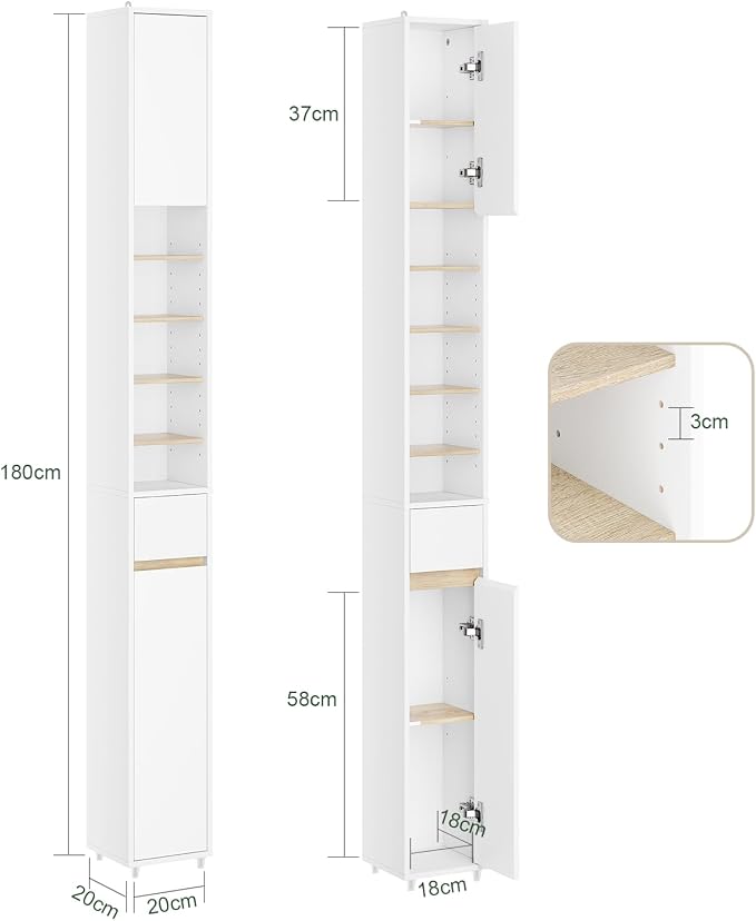 SoBuy Bathroom Narrow Storage Cabinet Skinny Tall Unit - Image 3