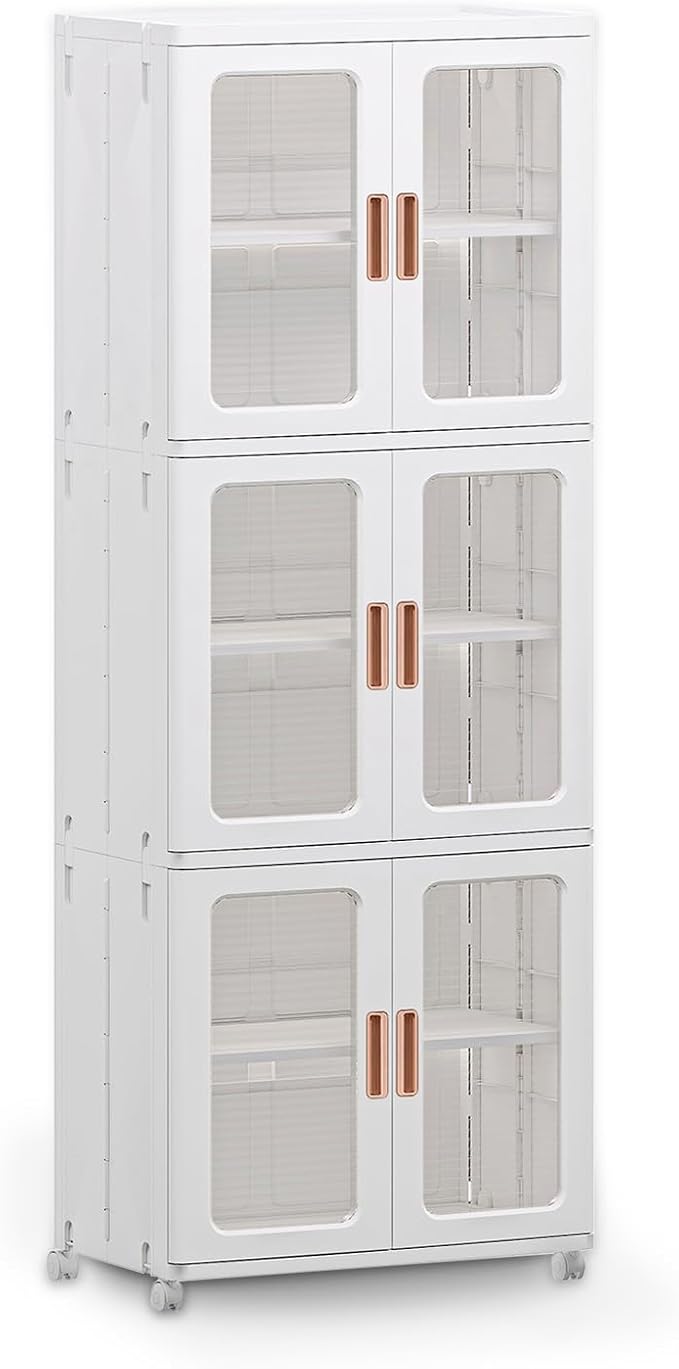 Storage Bins with Lids and Doors Storage Cabinet with Wheels Plastic Stackable - Image 4