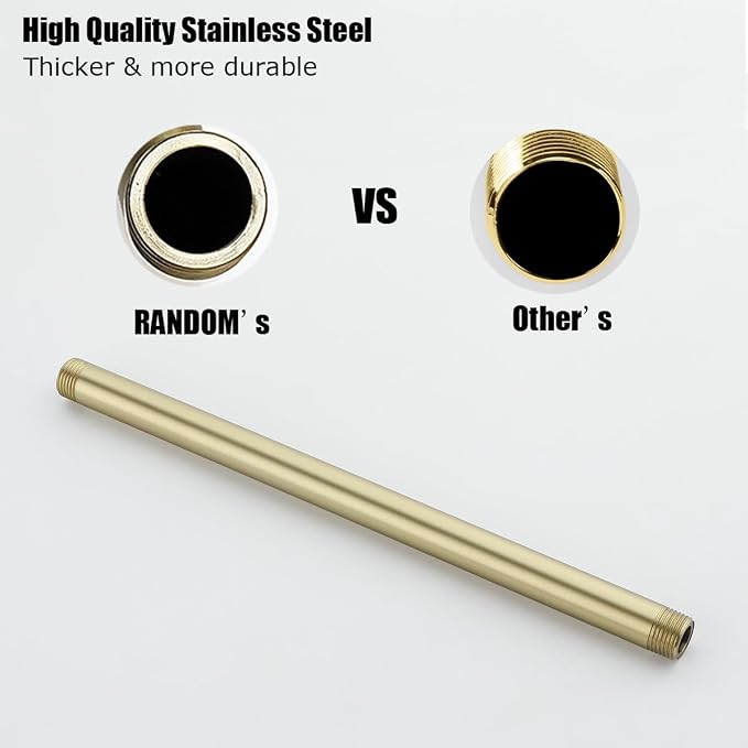 RANDOM Shower Arm with Flange, Brushed Gold.RD91038-12BG - Image 3