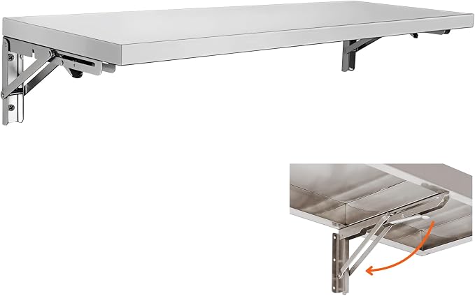 Folding Concession Shelf 48" L x 12" W, Stainless Steel Folding Serving Food by SWOTCATER