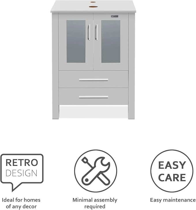 eclife 48" Modern Bathroom Vanity Sink Combo Freestanding Cabinet - Image 3