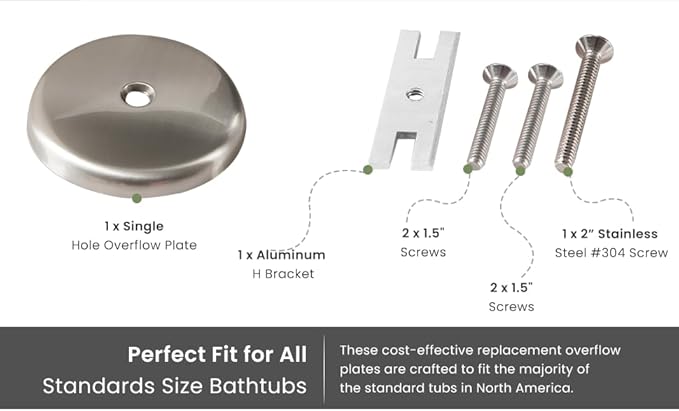 Single Hole Bathtub Drain Overflow Plate - Image 7