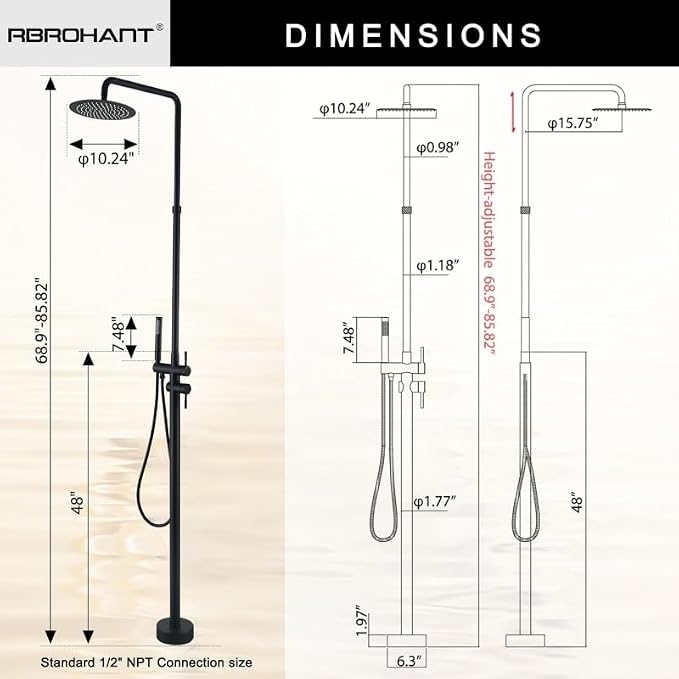 2-Function Height Adjustable Outside Showers - Image 3