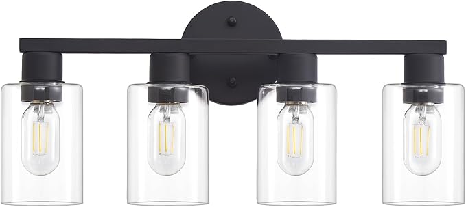 4 Light Bathroom Vanity Light, Matte Black Bathroom Light Fixtures - Image 8