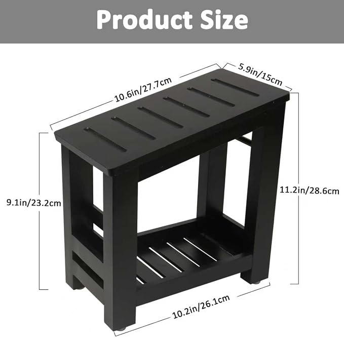 Shower Foot Rest, Small Bamboo Foot Stool - Image 2