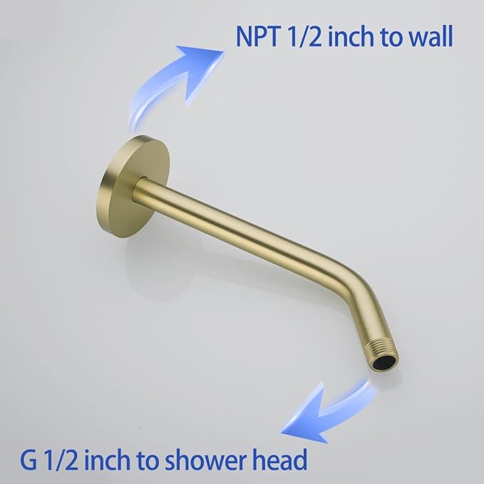 10 in Brushed Gold Shower Arm - Image 4