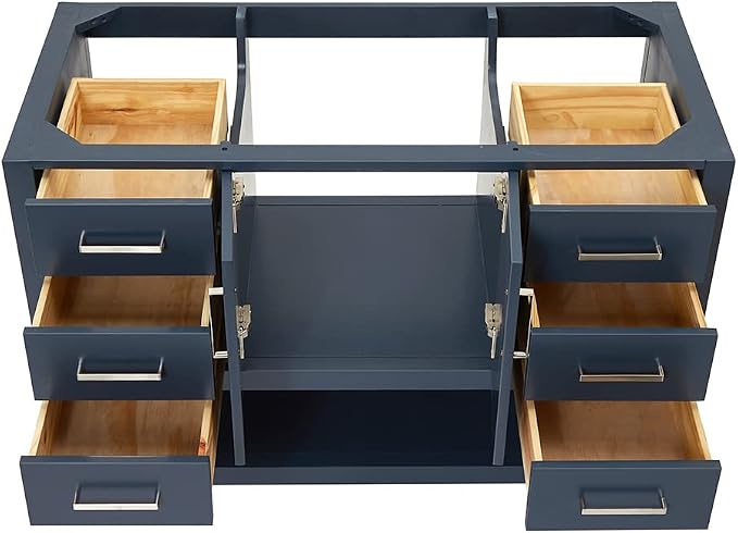 ARIEL 48" Midnight Blue Bathroom Vanity Base Cabinet, Center Rectangular Sink - Image 5