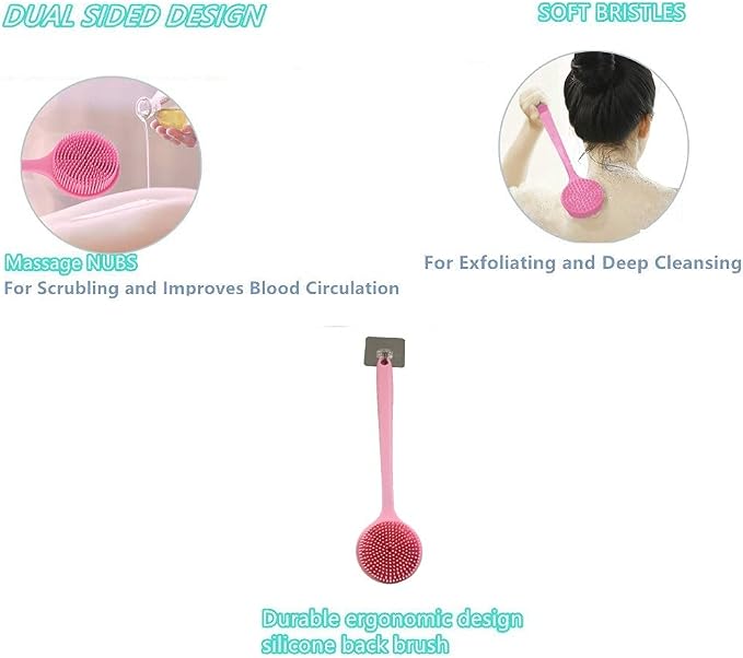 Silicone Body Scrubber, Long Handle Back Scrubber - Image 2
