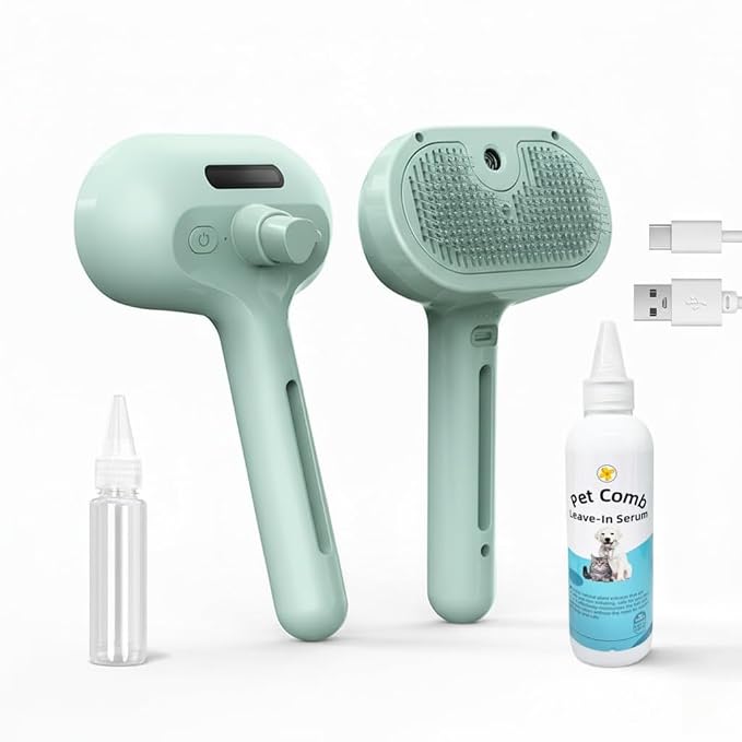 Pet Steam Brush for Dog & Cat, 3 in 1 Spray Hair Removal Comb for Shedding & by Unknown