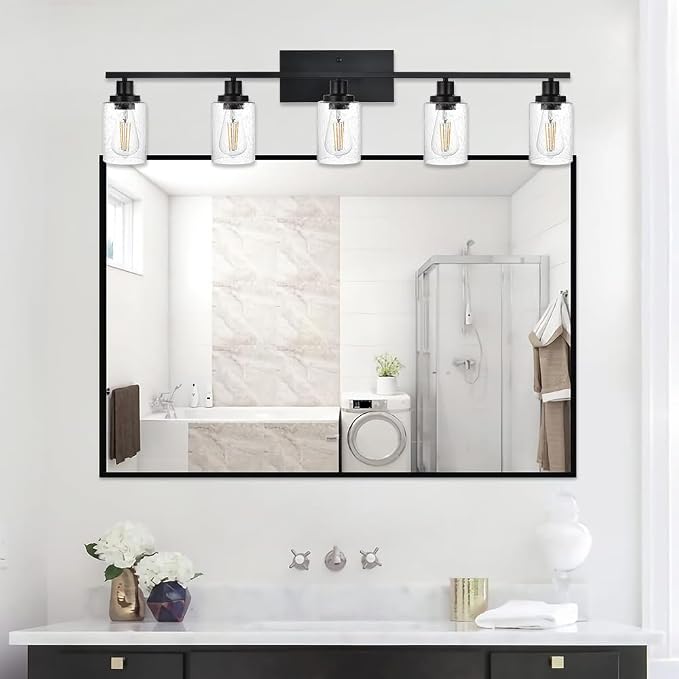 40 Inches Length Black Bathroom Lighting Fixtures, 5-Light Modern Industrial - Image 6