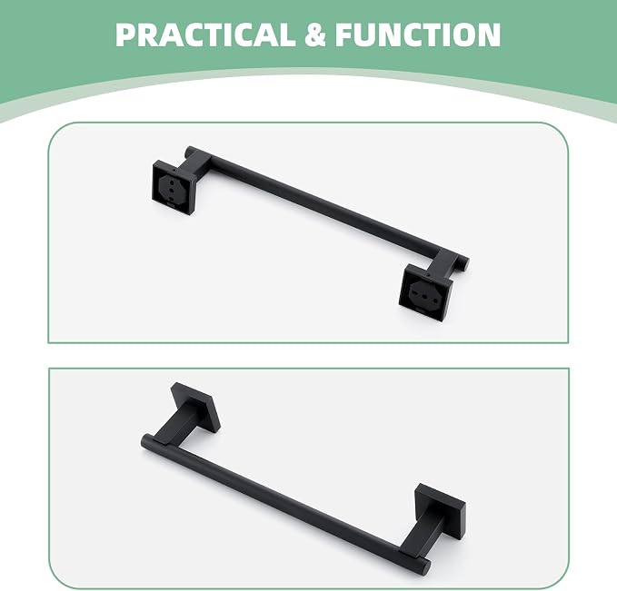 Suyar Matte Black Bathroom Towel Holder, SUS 304 Stainless Steel Short Hand - Image 8