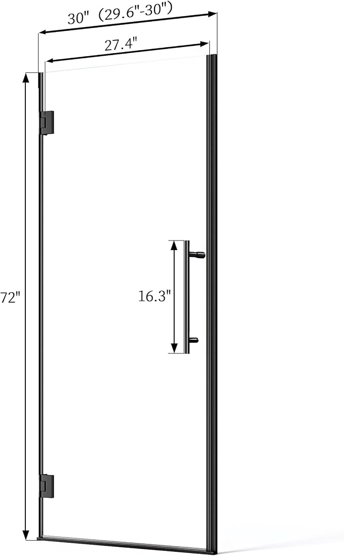 Frameless Hinged Shower Door, Single Swing Shower Panel - Image 7