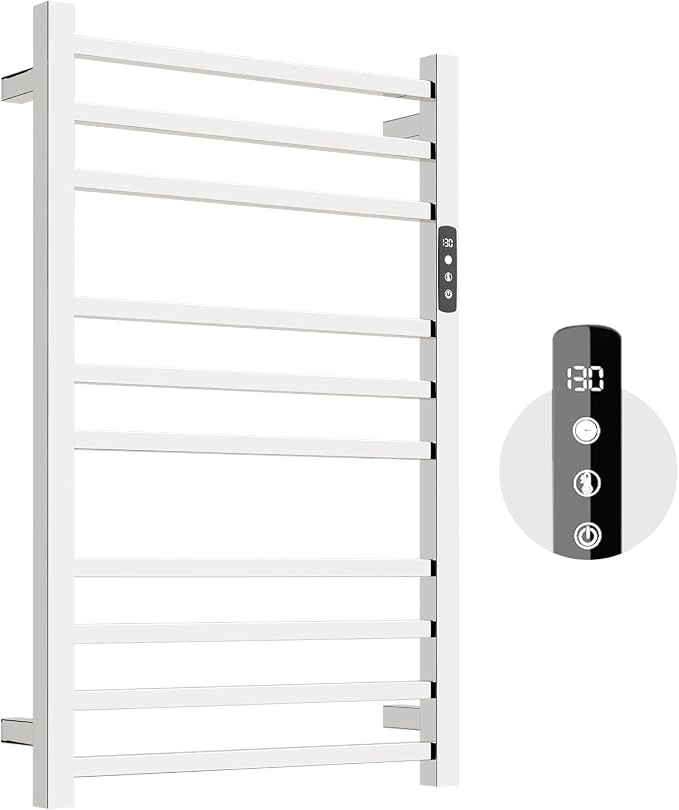 Towel Warmer, 10-Bar 304 Compact Stainless Steel Towel Warmer Rack by Colliford