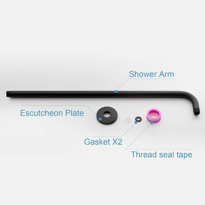 OFFO Shower Arm with Flange, 24 in Wall Mount Replacement Angle Shower Head Arm - Image 6