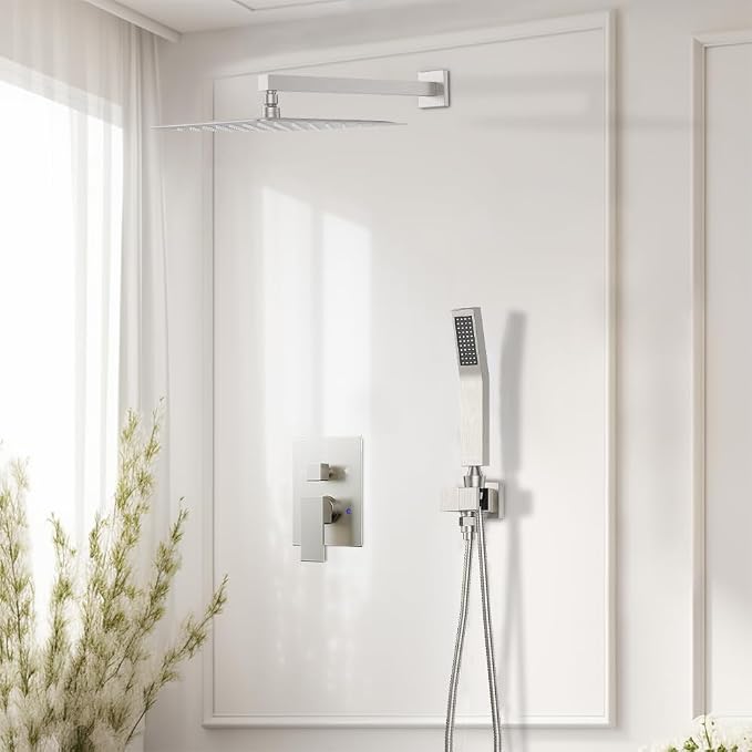 Rain Shower System Brushed Nickel, Starbath 12“ Rainfall Shower Head - Image 2