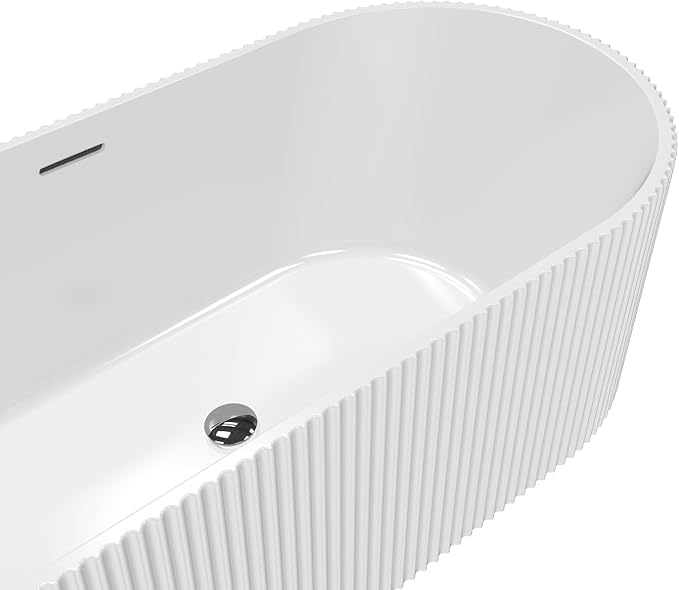 Acrylic Freestanding Bathtub, Deep Soaking Stripe Tub - Image 6