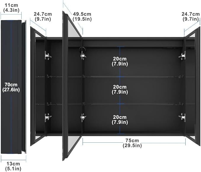 KWW LED Lighted Bathroom Medicine Cabinet - Image 2