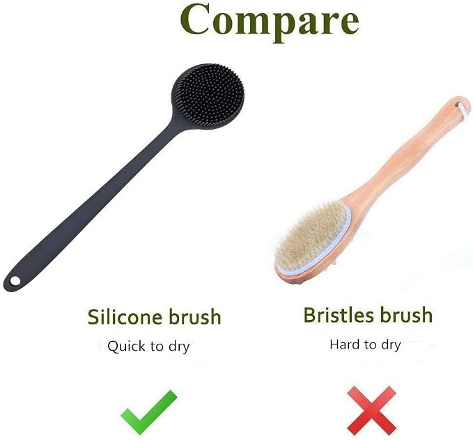 Silicone Body Scrubber, Long Handle Back Scrubber - Image 6