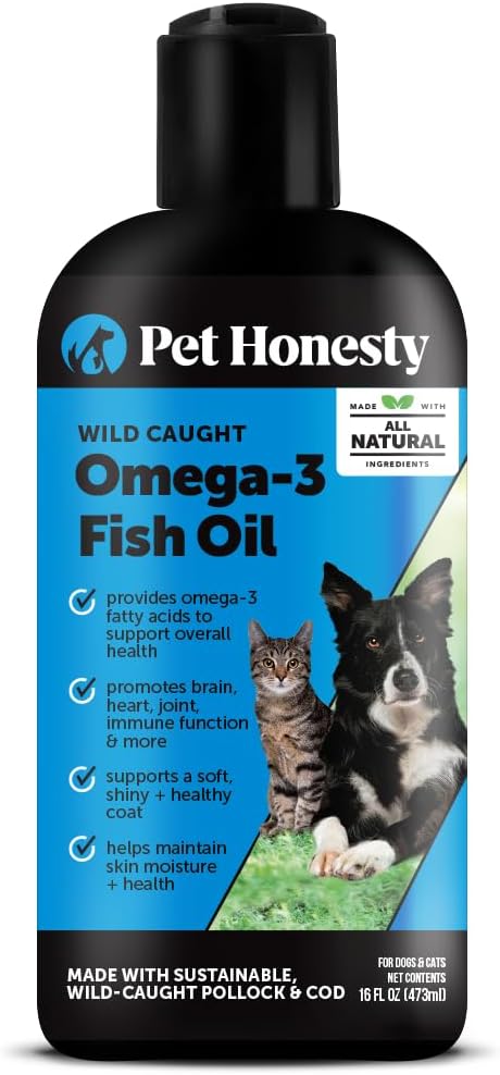 Omega 3 Fish Oil Supplement for Dogs & Cats, Wild Caught Omega 3 Fish Oil for by PetHonesty