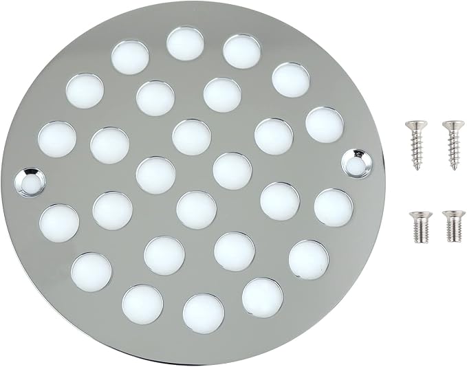 4 Inch Screw-in Round Shower Drain Cover Replacement Floor Drainer - Image 4