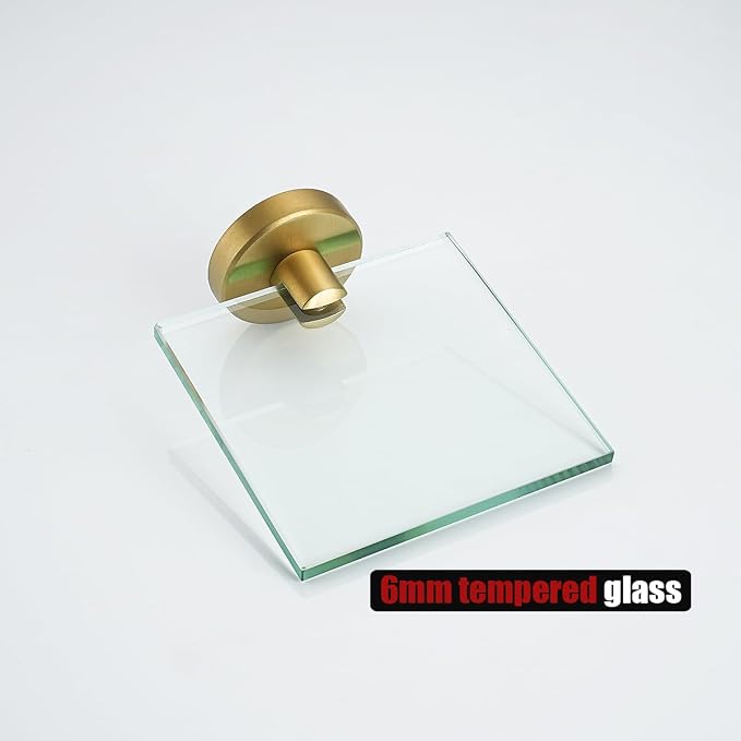 JQK Small Floating Glass Shelves Gold, 4 Inch Display Ledges - Image 8