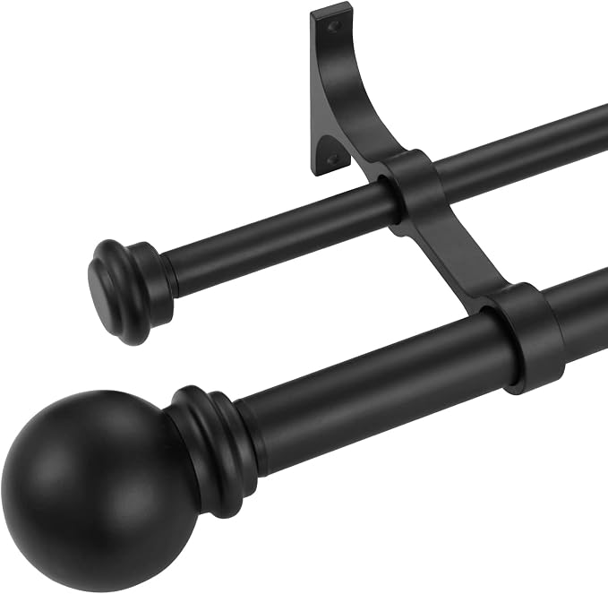 Double Curtain Rod 28 to 48 inch, Adjustable 1 inch Double Drapery Rod Rods - Image 7