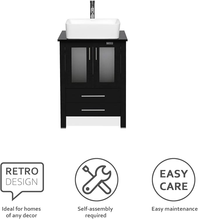eclife 24" Modern Bathroom Vanity Sink Combo Freestanding Cabinet - Image 5