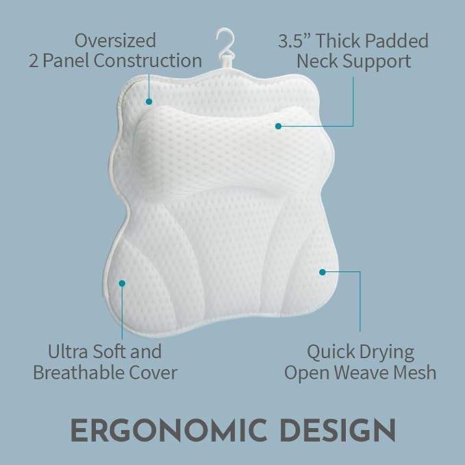 WONDERfoam Thick Padded Ergonomic Bath Pillow - Image 3