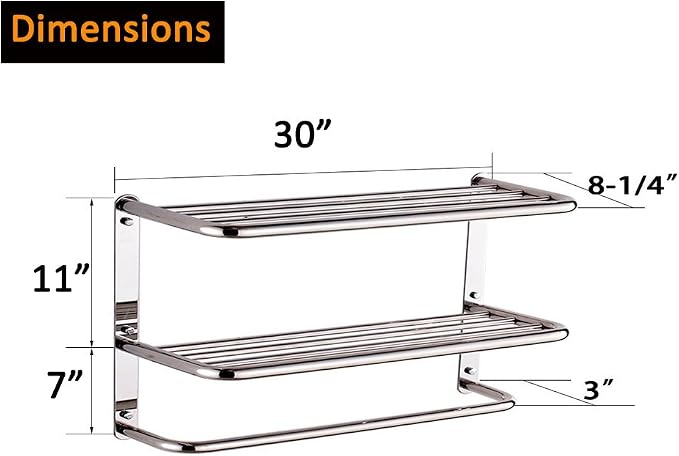 LUANT 30 Inch Bathroom Shelf 3-Tier Wall Mounting Rack - Image 7