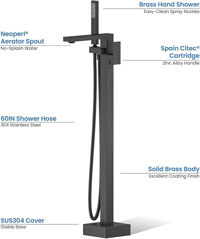 KIBI Cube Floor Mount Tub Filler - Image 3