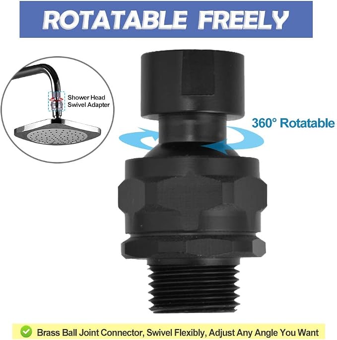 Shower Head Swivel Ball Adapter Brass Adjustable Shower Arm Connector Universal - Image 5
